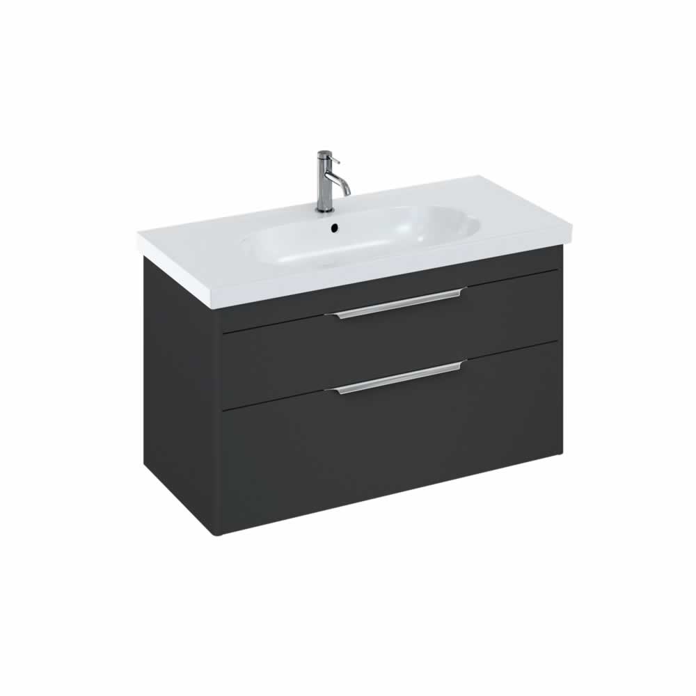 Shoreditch 100cm double drawer Matt Grey with Origin Round Basin